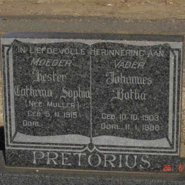 PRETORIUS Johannes Botha 1903-1988 &amp; Cathrina Sophia MULLER 1915-