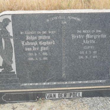 POEL Johan Willem Lodewyk Gephard, van der 1905-1962 &amp; Hester Margrietha Aletta CLOETE 1913-1975