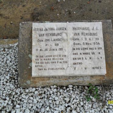 RENSBURG Hermanus J., Jansen van 1873-1954 &amp; Jorna Jacoba DE LANGE 188?-1951