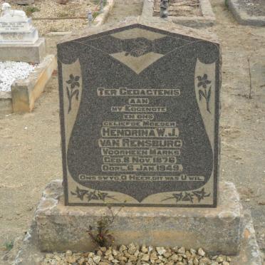 RENSBURG Hendrina W.J. van formerly MARKS 1876-1949