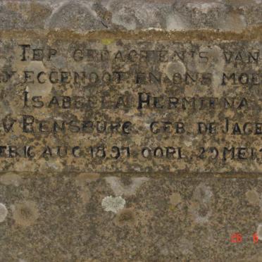 RENSBURG Isabela Hermiena, J.v. nee DE JAGER 1897-1939