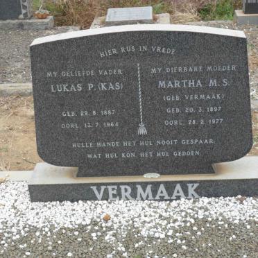 VERMAAK Lukas P. 1887-1964 &amp; Martha M.S. VERMAAK 1897-1977