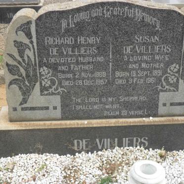 VILLIERS Richard Henry, de 1888-1957 &amp; Susan 1891-1961
