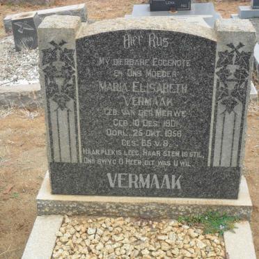 VERMAAK Maria Elisabeth nee VAN DER MERWE 1901-1956