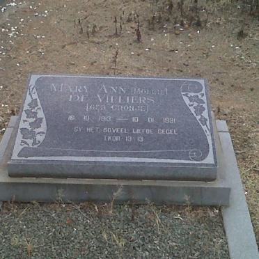 VILLIERS Mary Ann, de nee CRONJE 1913-1991