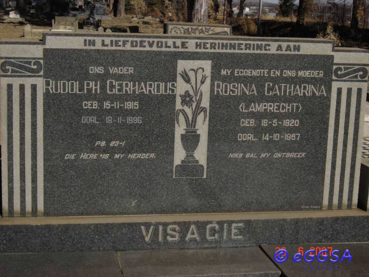 VISAGIE Rudolph Gerhardus 1915-1996 &amp; Rosina Catharina LAMPRECHT 1920-1967