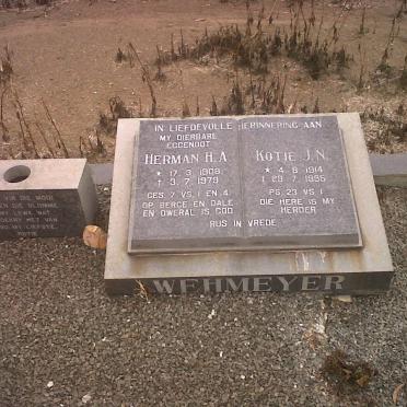 WEHMEYER H.A. 1908-1979 &amp; J.N. 1914-1995