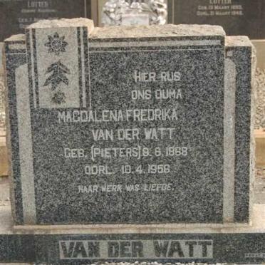 WATT Magdalena Fredrika, van der nee PIETERS 1868-1956