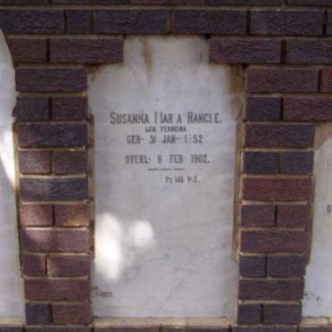 HANCKE Susanna Maria nee FERREIRA 1852-1902