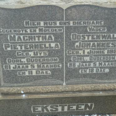 EKSTEEN Oostenwald Johannes 1863- &amp; Magritha Pieternella UYS