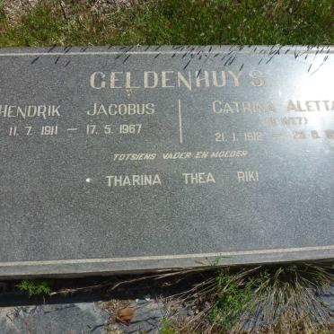 GELDENHUYS Hendrik Jacobus 1911-1967 &amp; Catrina Aletta DE WET 1912-1963