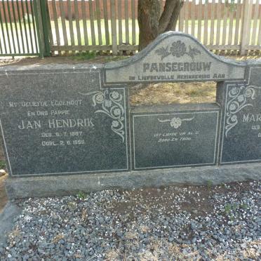 PANSEGROUW Jan Hendrik 1887-1959 &amp; Maria Elizabeth DE WET 18?5-1967