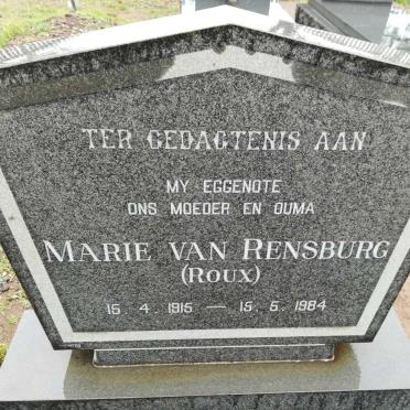 RENSBURG Marie, van nee ROUX 1915-1984
