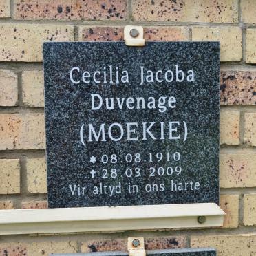 DUVENAGE Cecilia Jacoba 1910-2009