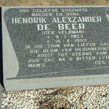 BEER Hendrik Alexzander, de nee VELDMAN 1923-1993