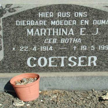 COETSER Marthina E.J. nee BOTHA 1914-1995