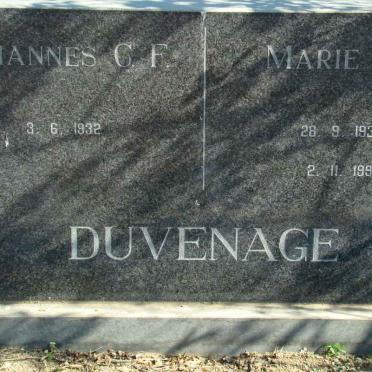 DUVENAGE Johannes C.F. 1932- &amp; Marie J.A. 1932-1991