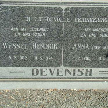 DEVENISH Wessel Hendrik 1882-1974 &amp; Anna MARAIS 1900-2001