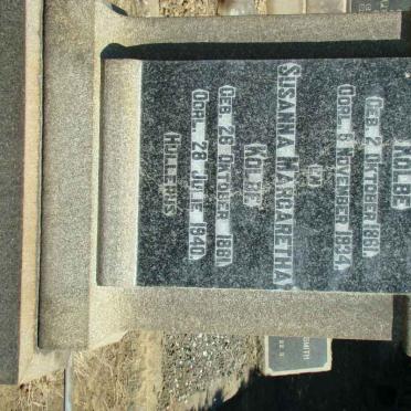 KOLBE George Augustus 1861-1934 &amp; Susanna Margaretha 1861-1940