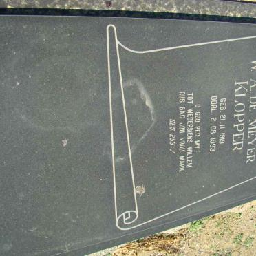 KLOPPER W.A. de Meyer 1919-1993