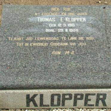 KLOPPER Thomas F. 1913-1950