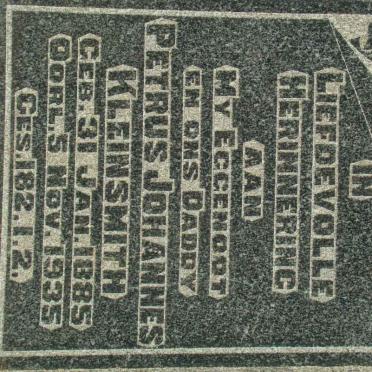 KLEINSMITH Petrus Johannes 1885-1935
