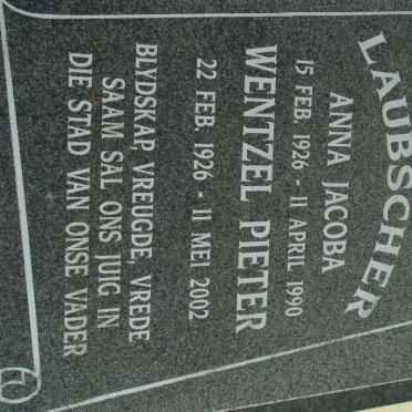 LAUBSCHER Wentzel Pieter 1926-2002 &amp; Anna Jacoba 1926-1990