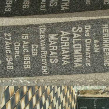 MARAIS Salomina Adriana nee VAN ROOYEN 1859-1946