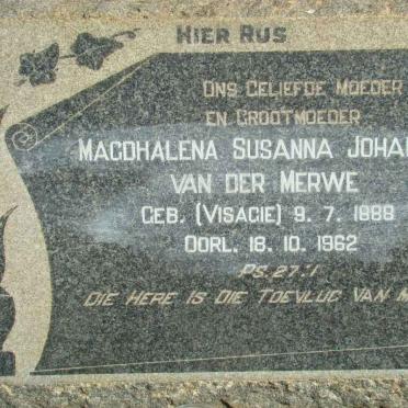 MERWE Magdhalena Susanna Johanna, van der nee VISAGIE 1888-1962