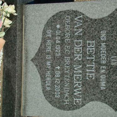 MERWE E.C., van der nee BREYTENBACH 1923-2003