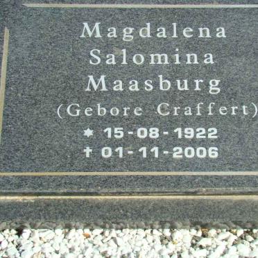 MAASBURG Magdalena Salomina nee CRAFFERT 1922-2006