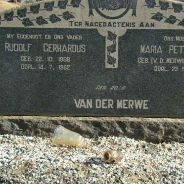 MERWE Rudolf Gerhardus, van der 1888-1962 &amp; Maria Petronella V.D. MERWE 1892-1970