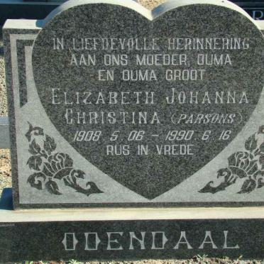 ODENDAAL Elizabeth Johanna Christina nee PARSONS 1908-1990