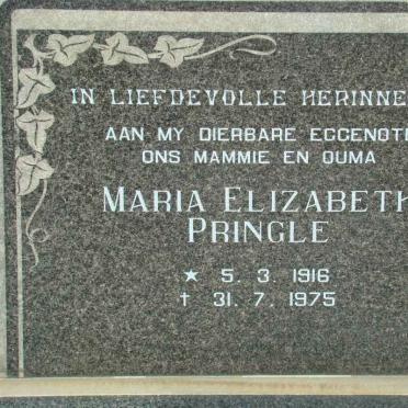 PRINGLE Maria Elizabeth 1916-1975