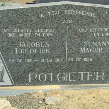 POTGIETER Jacobus Frederik 1931-1987 &amp; Susanna Magrietha 1936-