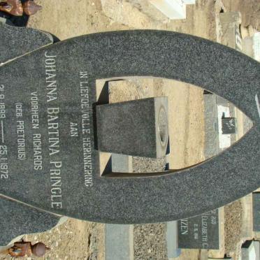 PRINGLE Johanna Bartina voorheen RICHARDS nee PRETORIUS 1899-1972