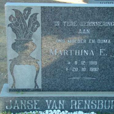 RENSBURG Marthina E.J., Janse van 1919-1992