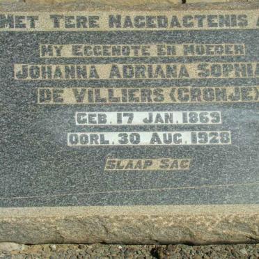 VILLIERS Johanna Adriana Sophia, de nee CRONJE 1869-1928
