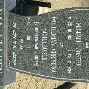 VUUREN Michael Joseph, van 1898-1934 &amp; Wilhelmina Christina SCHLEBUSCH formerly VAN VUUREN 1901-