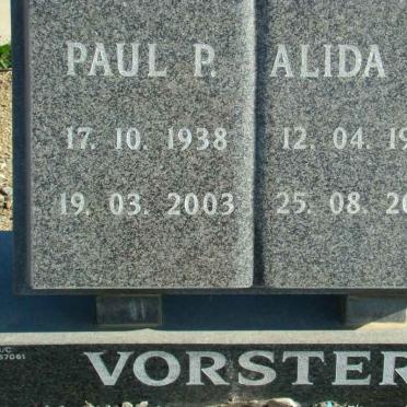VORSTER Paul P. 1938-2003 &amp; Alida J.E. 1939-2002