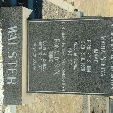 WALSTER Ronald S.N. 1895-1977 &amp; Maria Sofiya 1914-1975