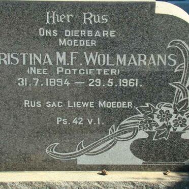 WOLMARANS Christina M.F. nee POTGIETER 1894-1961