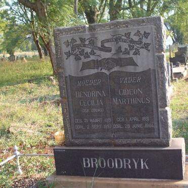 BROODRYK Gideon Marthinus 1881-1964 &amp; Hendrina Cecilia GOUWS 1891-1957