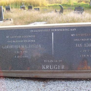 KRUGER Jan Adriaan 1911-1980 &amp; Gertruida Magrietha 1916-1996