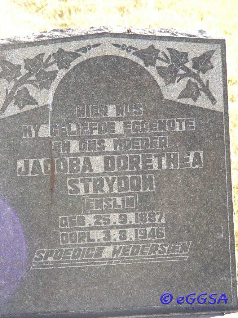 STRYDOM Jacoba Dorethea nee ENSLIN 1887-1946