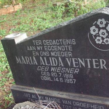 VENTER Maria Alida nee WIESNER 1918-1957