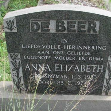 BEER Anna Elizabeth, de nee SNYMAN 1933-1974