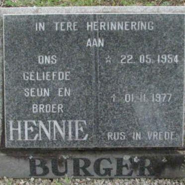 BURGER Hennie 1954-1977