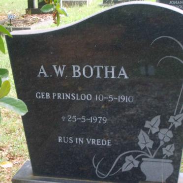 BOTHA A.W. nee PRINSLOO 1910-1979