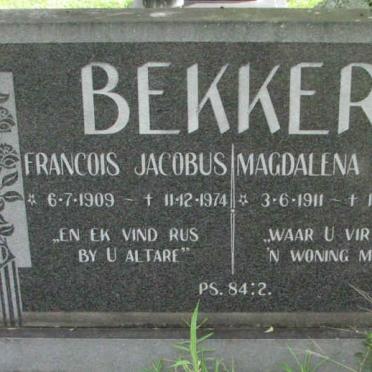 BEKKER Francois Jacobus 1909-1974 &amp; Magdalena Gesina 1911-1990